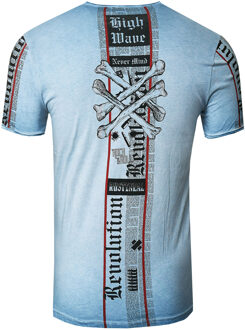 T-shirt met voor- en achterkant bedrukt - maat XL Blauw