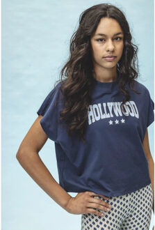T-shirt navy hollywood voor meisjes in de kleur Blauw - 128