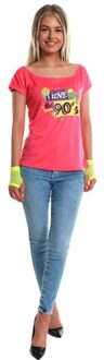 T-Shirt Neon Pink I Love The 90's Dames Multikleur - Print
