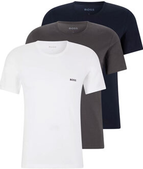 T-shirt O-hals grijs-blauw-wit 3-pack Multi - L