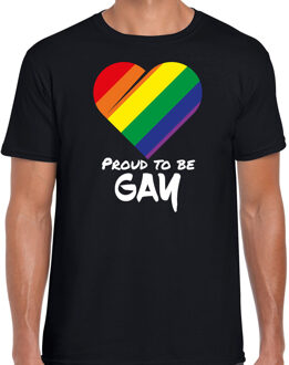 T-shirt proud to be gay pride vlag hartje zwart voor heren - LHBT kleding / outfit 2XL