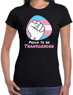 T-shirt Proud to be transgender pride vlag vuist zwart voor dames - LHBT kleding / outfit S