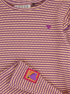 T-shirt rib jersey paarse streep voor meisjes in de kleur Beige - 116