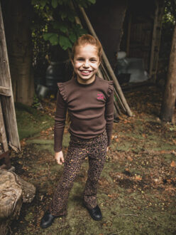 T-shirt rib jersey voor meisjes in de kleur Bruin - 98