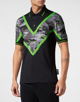 T-Shirt Ronde Hals Camouflage Zwart/Groen - L