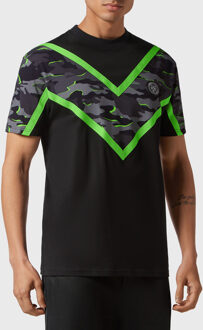 T-Shirt Ronde Hals Camouflage Zwart/Groen - XL