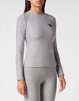 T-Shirt Ronde Hals Glitter Zilver