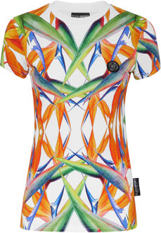 T-Shirt Ronde Hals - maat M Wit/Multi