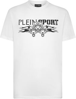 T-Shirt Ronde Hals Tiger - maat L Wit/Zwart