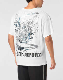 T-Shirt Ronde Hals Tiger Wit/Blauw - XS