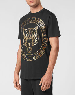 T-Shirt Ronde Hals Tiger Zwart/goud - L