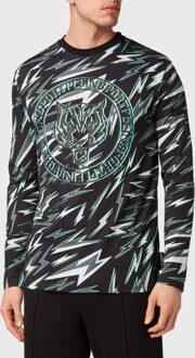 T-Shirt Ronde Hals Tiger Zwart/Groen - S