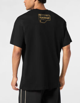 T-Shirt Ronde Hals Zwart/goud - S