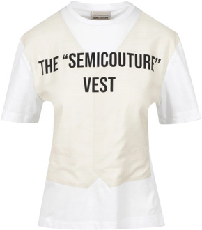 t-shirt Semicouture , White , Dames - M,S,Xs