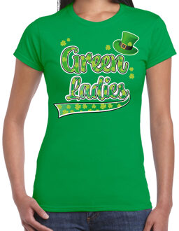 T-shirt st. Patricksday - green ladies - klavertjes - dames 2XL - Feestshirts Groen