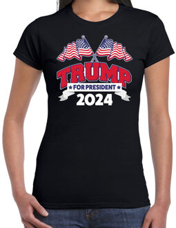 T-shirt Trump dames - 2024 electie - fout/grappig voor carnaval 2XL - Feestshirts Zwart