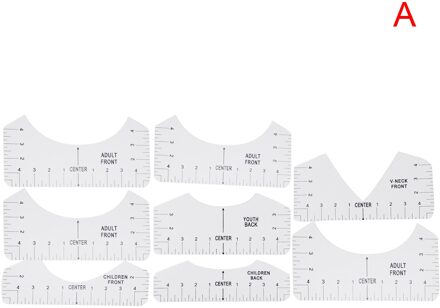 T-shirt Uitlijning Heerser Craft Liniaal Met Guide Tool Voor Tekening Sjabloon Craft Tool Naaien SMR88 transparant A