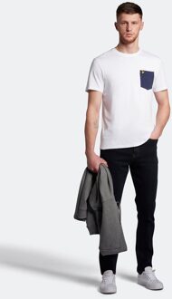 T-shirt van biologisch katoen met borstzak Donkerblauw