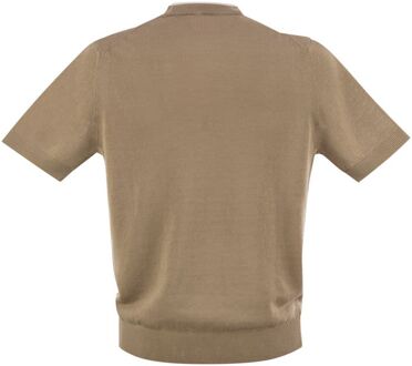 T-shirt van linnen en katoen garen - maat EU 50 Bruin