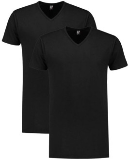 T-shirt Vermont - extra lang - V-hals - zwart