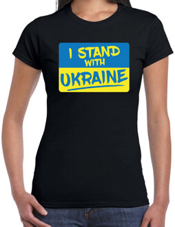 t-shirt voor dames - I stand with Ukraine - zwart - Oekraine - Oekraiense vlag L