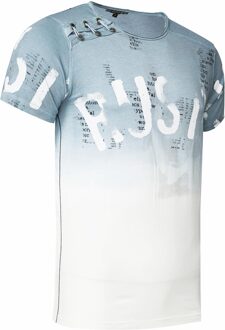 T-shirt Wash with gradient and side button strip Grijs - XL