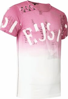 T-shirt Wash with gradient and side button strip Roze - XL