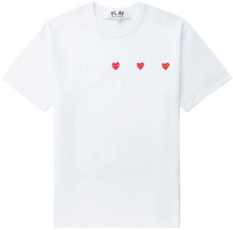 T-Shirts Comme des Garçons Play , White , Heren - Xl,L,M,S