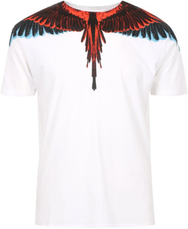 T-shirts en Polos met Multicolor Vleugelprint Marcelo Burlon , White , Heren - 2XL