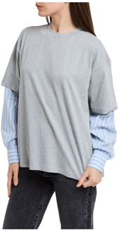 T-Shirts Semicouture , Gray , Dames - L,M,S,Xs