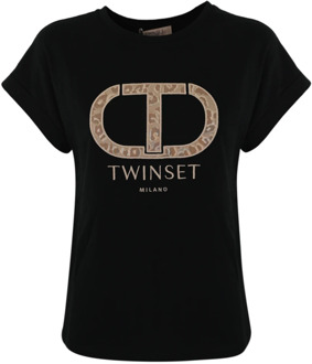 T-Shirts Twinset , Black , Dames - Xl,Xs