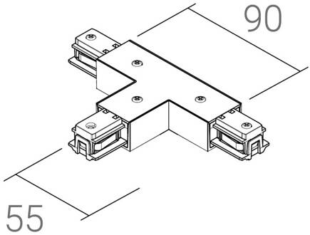 T-verbinding SQUARE 48 V, wit, aardedraad links