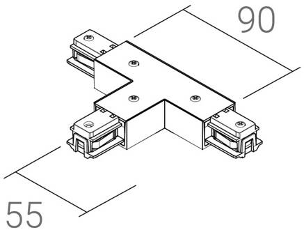 T-verbinding SQUARE 48 V, zwart, aardedraad rechts