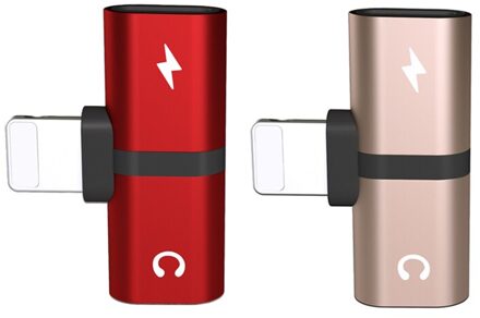 T-Vormige Hoofdtelefoon 2-In-1 Dual-Port Hoofdtelefoon Adapte Voor Iphone 7 8 Plus X xs Xs Max 11 Audio Charger Dispenser Accessoires rood en goud