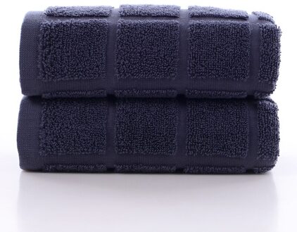 T056A Super Absorberende Zachte Dikke Marineblauw Licht Champagne Blauw Bruin Non-Schuur Volwassen Vrouwelijke Mannelijke Plaid Gezicht handdoek marine blauw