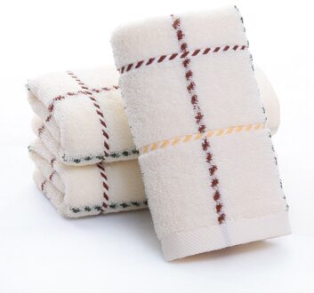 T086A Mooie Kleur Water Absorberende Kleine Mannelijke Vrouwelijke Blauw Bruin Roze Katoen Thuis Hotel Snel Droog Plaid Streep gezicht Handdoek ivoor plaid