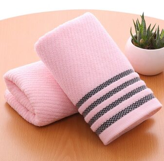 T086A Mooie Kleur Water Absorberende Kleine Mannelijke Vrouwelijke Blauw Bruin Roze Katoen Thuis Hotel Snel Droog Plaid Streep gezicht Handdoek roze streep