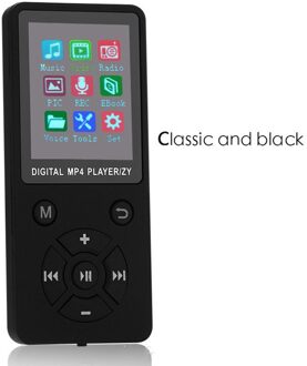 T1 Draadloze Lichtgewicht MP3 MP4 Muziekspeler Met Scherm Ultradunne Draagbare Mini Speler Verstelbare Modus Knop Type zwart