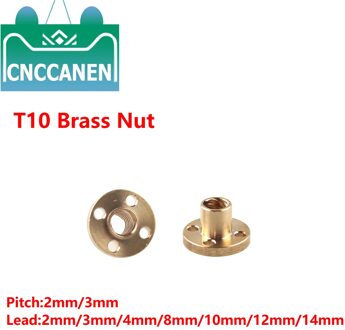 T10 Leadscrew Moer Pitch2mm 3 Mm Lood 2 Mm/3 Mm/4 Mm/8 Mm/10 mm/12 Mm Messing Lood Schroef Moer Voor Cnc Onderdelen 3D Printer Accessoires Pitch 2mm Lead 4mm