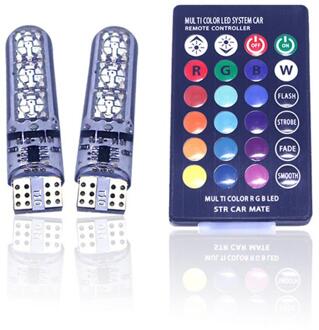 T10 W5W Led Auto Verlichting Rgb 194 168 906 Strobe Lamp Leeslampjes Met Afstandsbediening Wit Rood Amber 12V