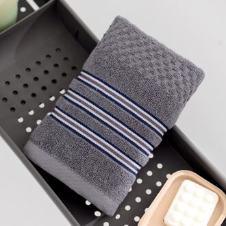 T167A Volwassen Dikke Kleine Licht Groen Champagne Grijs Water Absorptie Katoen Streep Gezicht Handdoek donker grijs