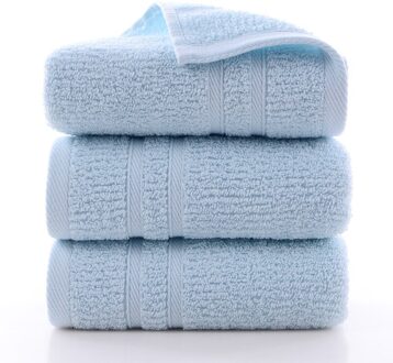 T172A Mooie Goede Huwelijkscadeau Op Verkoop Effen Kleur Dikke Roze Blauw Champagne Wateropname Katoen Gezicht Handdoek blauw 1 stuk