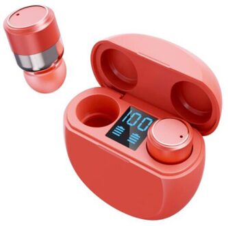 T18 Tws Bluetooth 5.1 Koptelefoon 9D Stereo Sport Waterdichte Oordopjes Headsets Met Microfoon Voor Alle Smart Phone rood