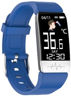 T1s Smart Armband Ecg + Ppg Body Temperatuur Fitness Tracker Bloeddruk Waterdicht Muziek Controle Smart Band Sport blauw