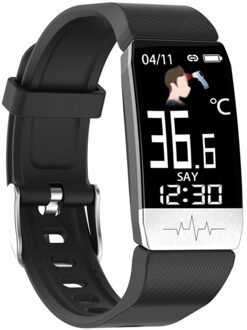 T1s Smart Armband Ecg + Ppg Body Temperatuur Fitness Tracker Bloeddruk Waterdicht Muziek Controle Smart Band Sport zwart