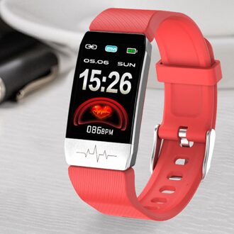 T1S Smart Armband Tempurature Hartslagmeter Real-Time Slapen Detectoren Fitness Sport Horloges rood