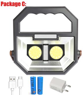 T20 Zoeklicht Draagbare Verlichting Oplaadbare Led Draagbare Licht Camping Licht Waterdicht Schijnwerpers Stand Werklampen Package C