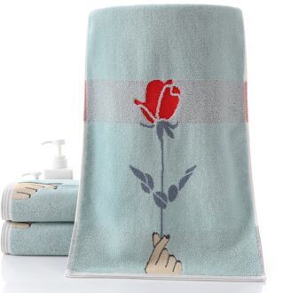 T249A Goede Water Absorberende Paar Rose Patroon Sneldrogende Dikke Roze Blauw Gezicht Handdoek