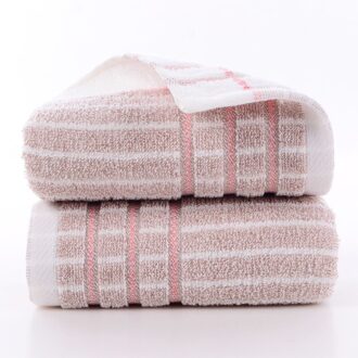 T251A Kleine Roze Lichtbruin Katoen 34Cm * 74Cm Wateropname Zachte Streep Gezicht Handdoek licht bruin-1 stk