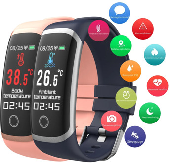 T4 Smart Bracelet Body Temperature Bracelet Waterproof Heart Rate Blood Pressure Sport Fitness Step Counter Bluetooth